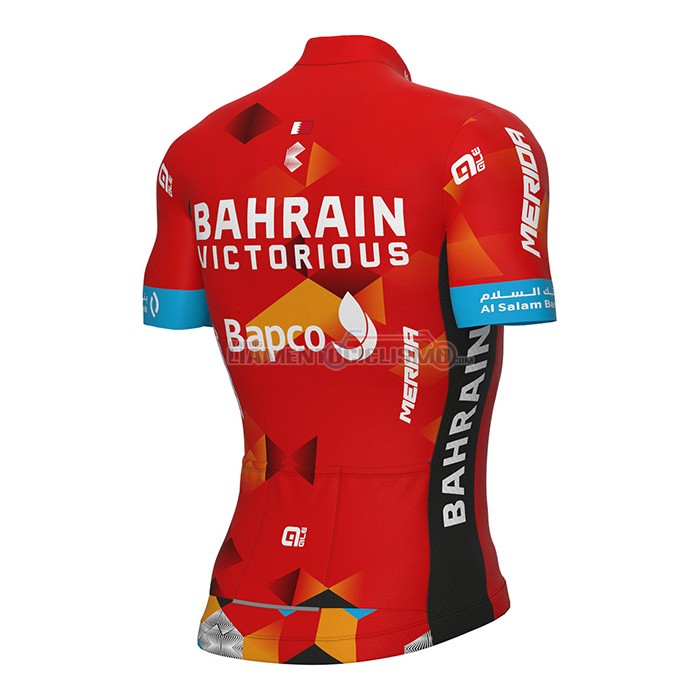 Abbigliamento Ciclismo Bahrain Victorious Manica Corta 2022 Rosso